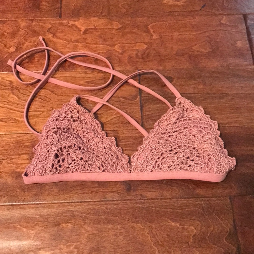 Dusty Pink Crochet Bikini Top